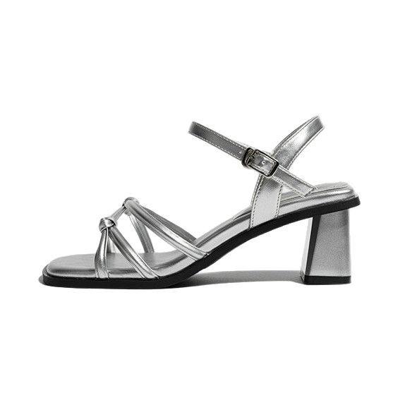 High heeled sandals for women in summer 2025 new high-end style simple one line with thick heels high-heeled shoes