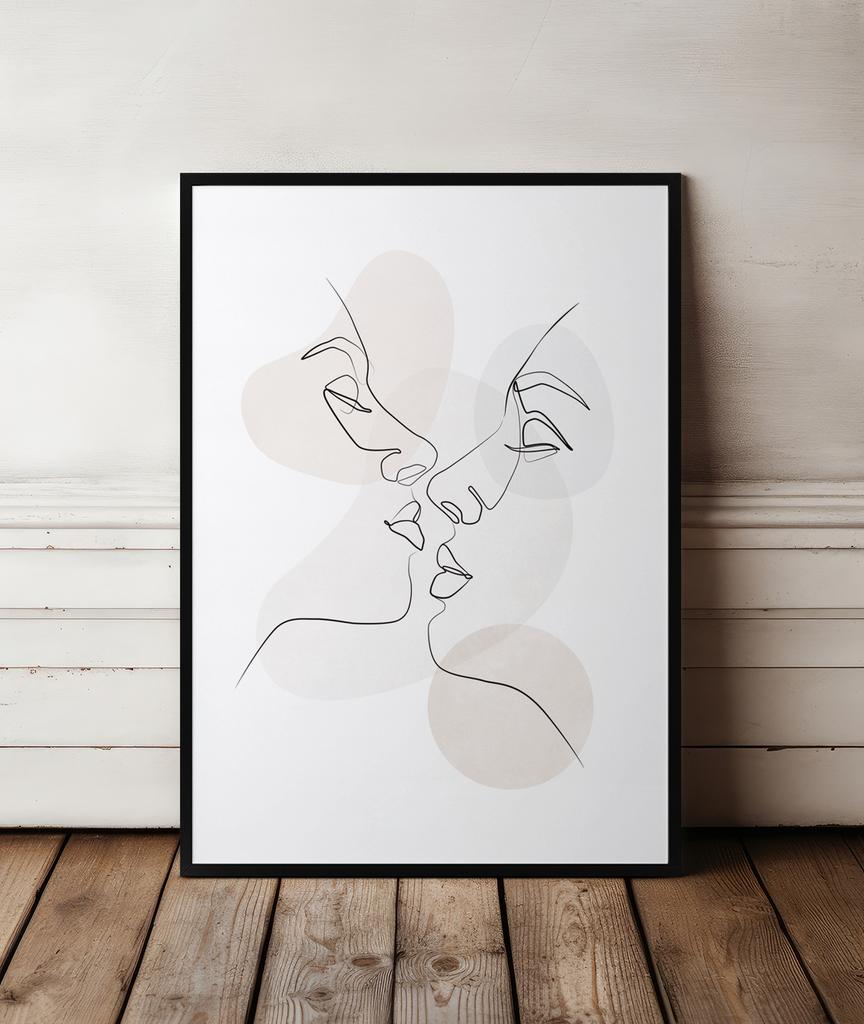 Plakat portret dwie twarze w czarnej ramce