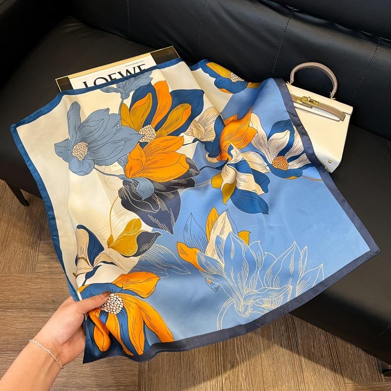 70 Silk Scarves, Square Scarves, High-End Sense, Fashionable And Versatile, Professional Imitation Silk, Small Scarves, Retro Printed Silk Scarves