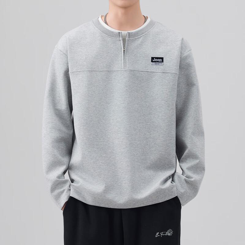 Jeep Men's Faux Two-Piece Half-Zip Pullover Sweatshirt