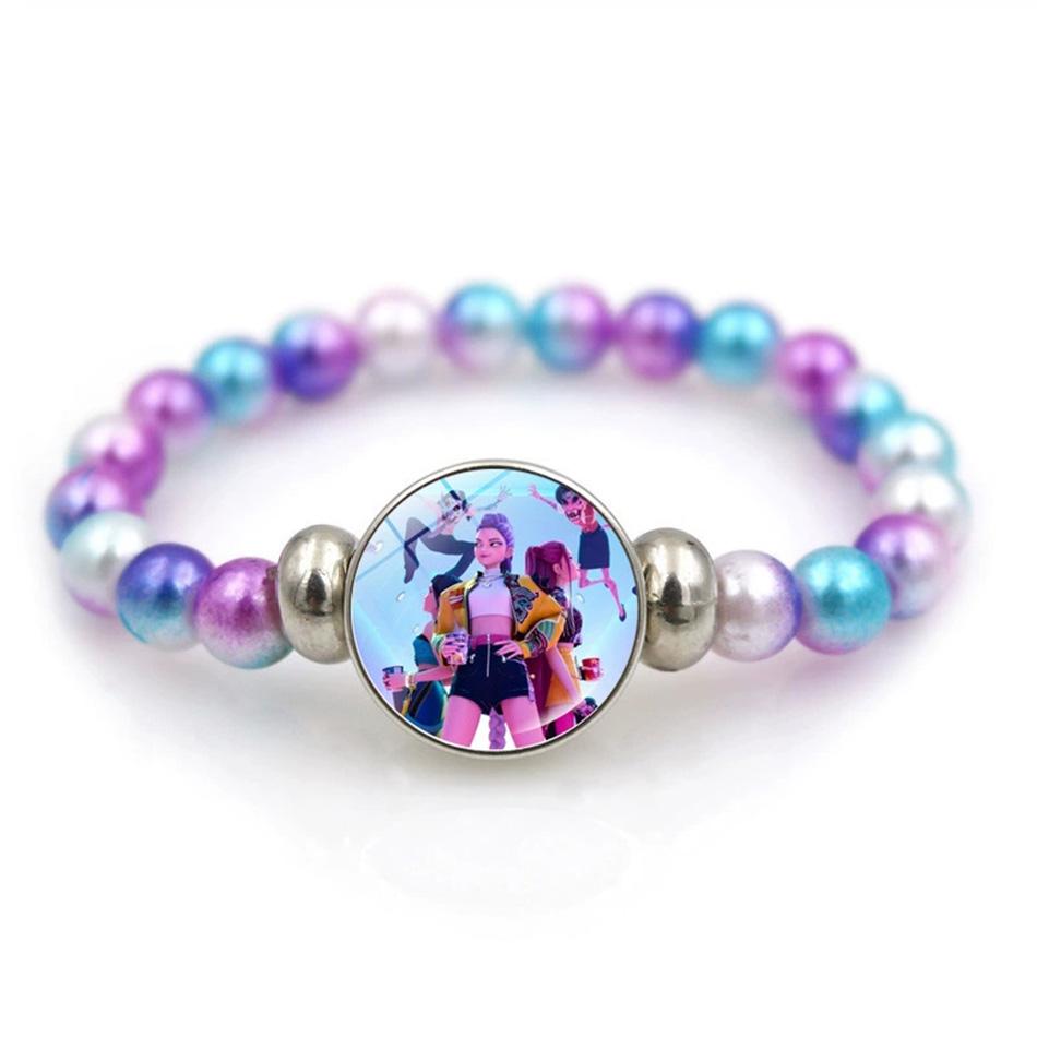 KPop Demon Hunters Bracelets Girls Fashion Beaded Wristband Cute Cartoon Figure Jewelry Accessories Children Christmas Gift Toys