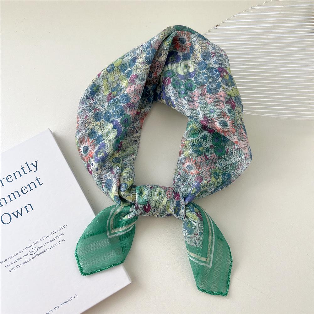 58 Floral Cotton Linen Scarf: Korean Ditsy Print Neckerchief for Spring, Summer, Autumn - Versatile Headband and Headscarf