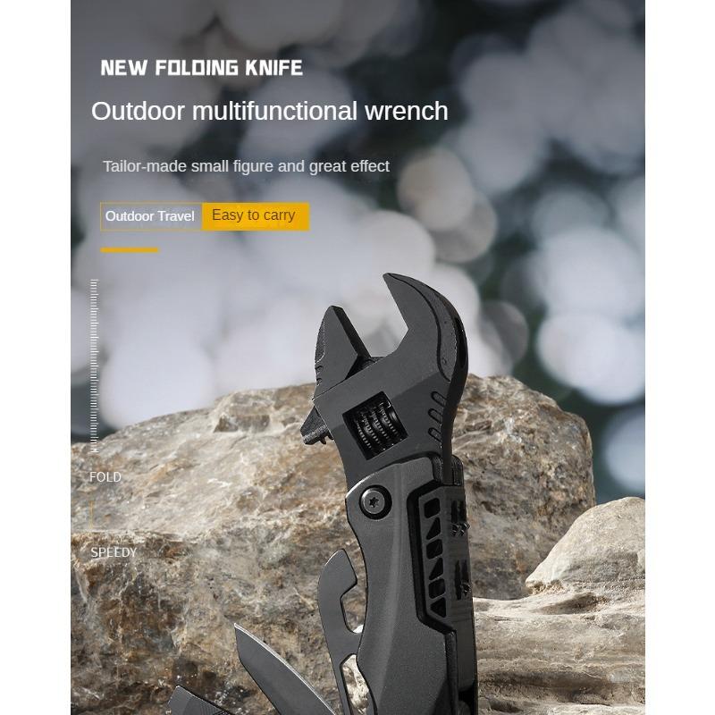 Outdoor Camping Multifunctional Wrench Pliers, Multi-purpose Adjustable Wrench, Folding Knife Saw, EDC Wrench Combination Tool, 12 In 1