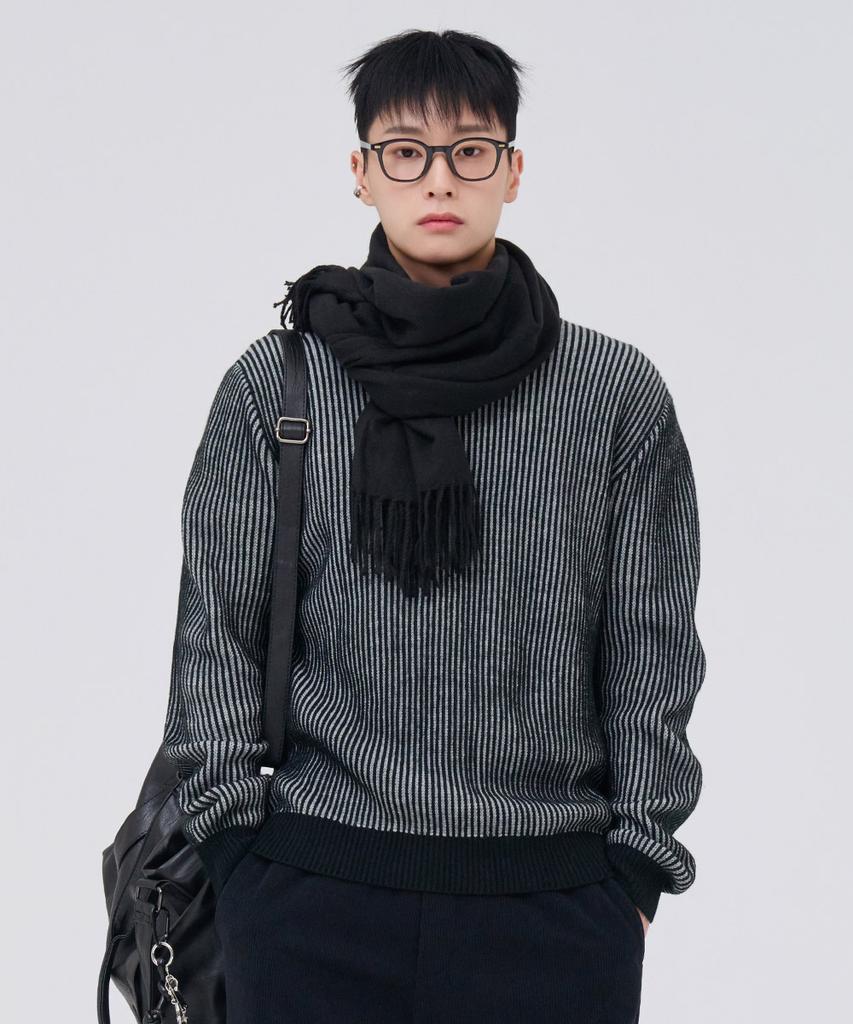 CHASECULT Men'S Two-Tone Round Sweater - Black