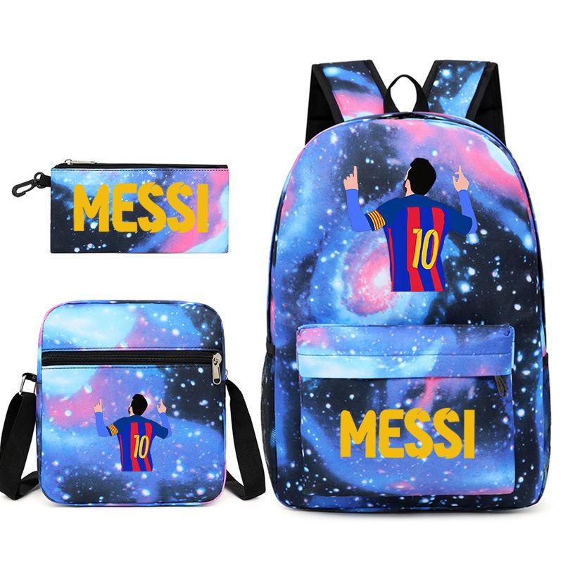 Large Capacity Schoolbag with Shoulder Strap; Student Three-piece Pencil Case Set