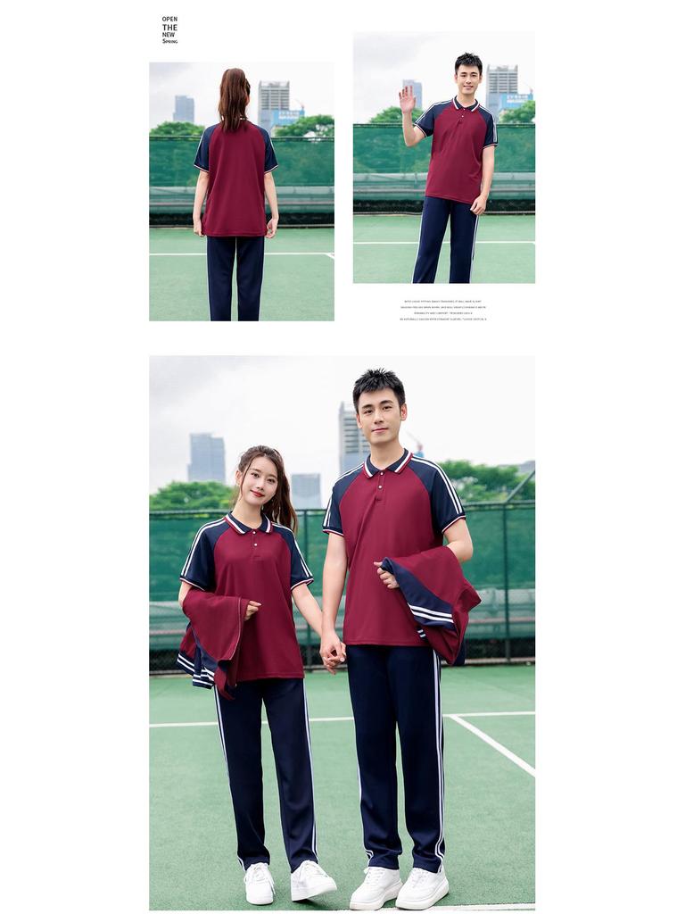 Trendy Blue-Green School Uniform Set: Zip-Up Jacket & Shirt for Junior & High School Students