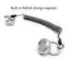 Fly Fishing Magnetic Net Release Holder Keeper with Coiled Lanyard Strong Magnet Carabine Fast Buckle Anti-Drop Rope