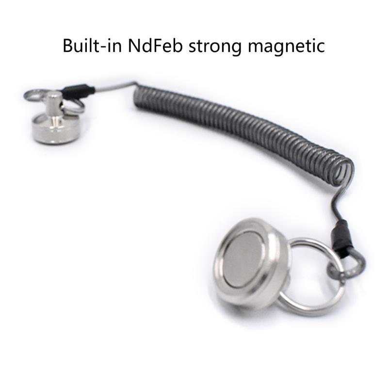 Fly Fishing Magnetic Net Release Holder Keeper with Coiled Lanyard Strong Magnet Carabine Fast Buckle Anti-Drop Rope