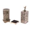 1Pcs Alloy Incense Stick Burner Sandalwood with Hollowed Out Pattern Lotus Incense Censer Square Vertical Retro Incense Box