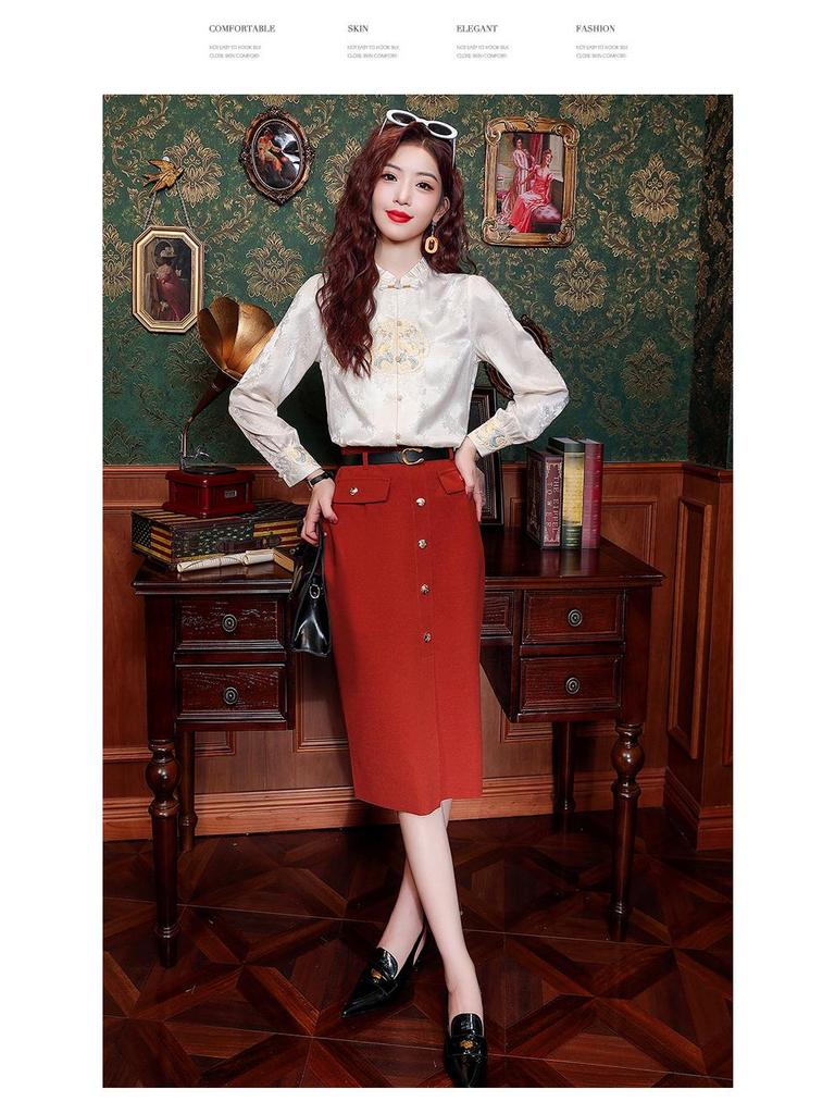 Women's Spring Retro Embroidered Chinese-Style Cheongsam Shirt