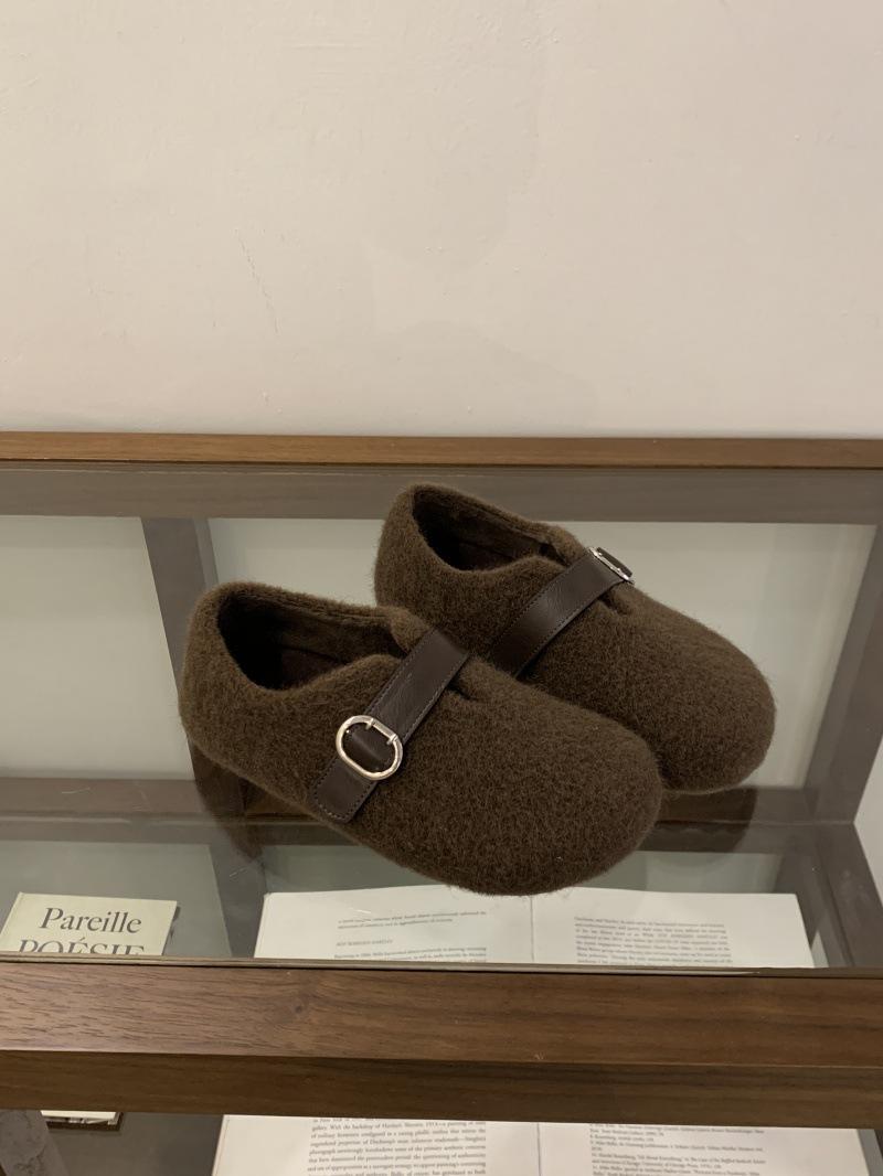 

Internet celebrity Mao Mao shoes women s ladyshoes 2025 autumn and winter new thick-soled piled one-pedal bean shoes pregnant women warm cotton shoes 39 темно-коричневого кольору