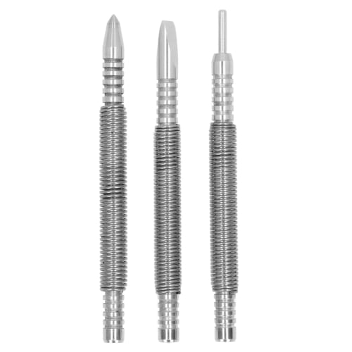 Set of 3 Spring Nails, Spring-Loaded Nails, Carbon Steel Spring-Loaded Design, 3500 PSI Shock Nail Set & Counterpunch for Wood, Metal, and Glass
