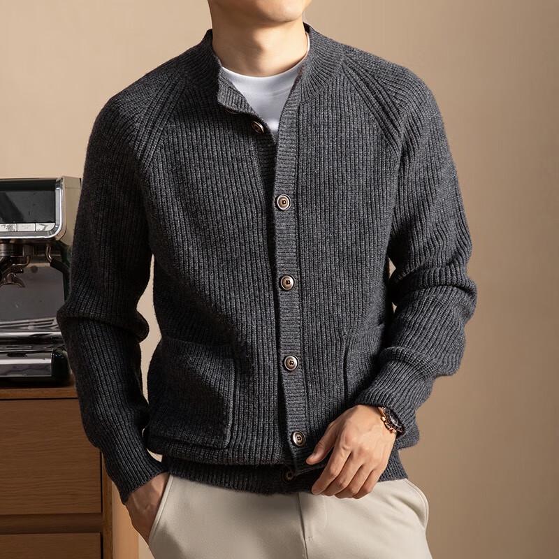 

Hengyuanxiang Men s 100% Wool Thick Cardigan Sweater XL (180)