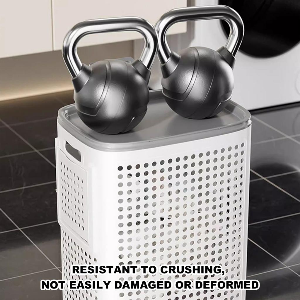 Foldable Laundry Basket Hamper With 360° Rotation Casters & Lid Hollow Out Dirty Clothes Basket Large Capacity Clothes Organizer