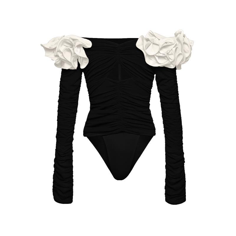 Sexy Flower One Piece Swimwear Brazilian Biquini Cut Out Swimwear Women Swimsuits High Leg Bodysuit Bathing Suit Monokini