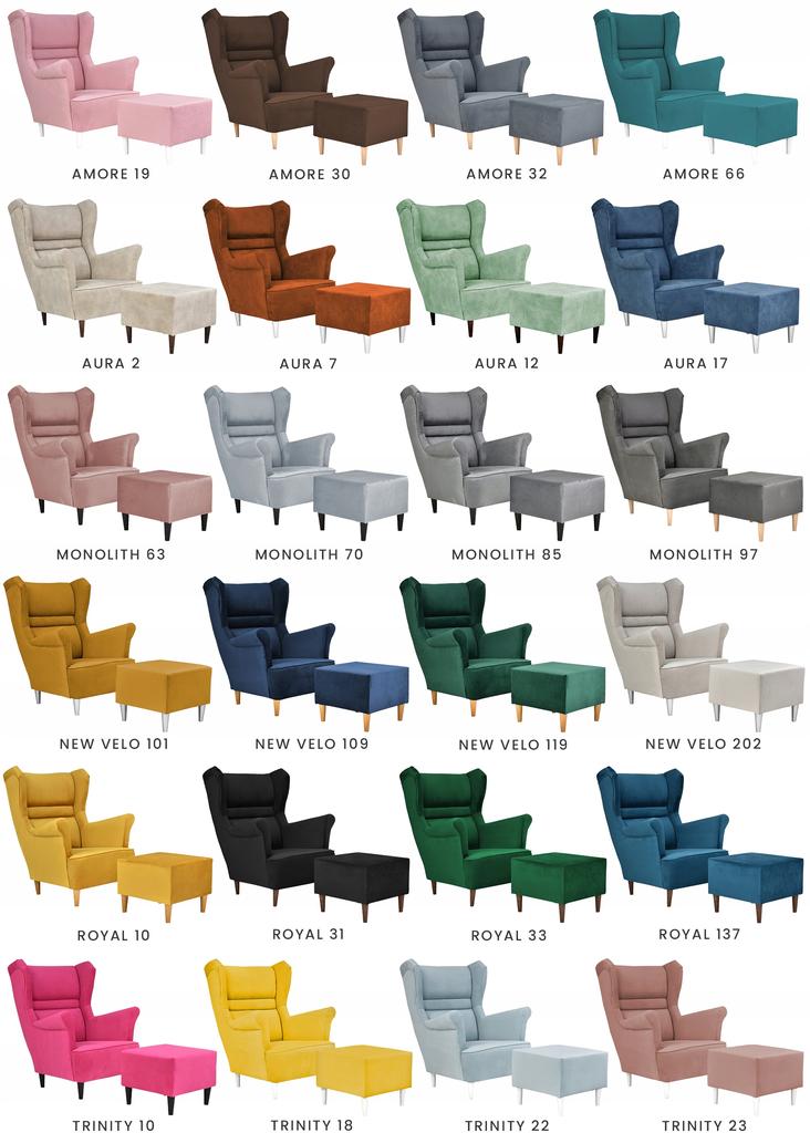 Zoja Wing Chair with Footrest Scandinavian Family Meble Orange Ginger