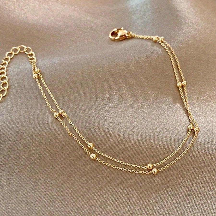 Multi-Layer 1Mm Bead Chain Anklet, Women'S Anklet Bracelet, Fashionable Anklet Jewelry