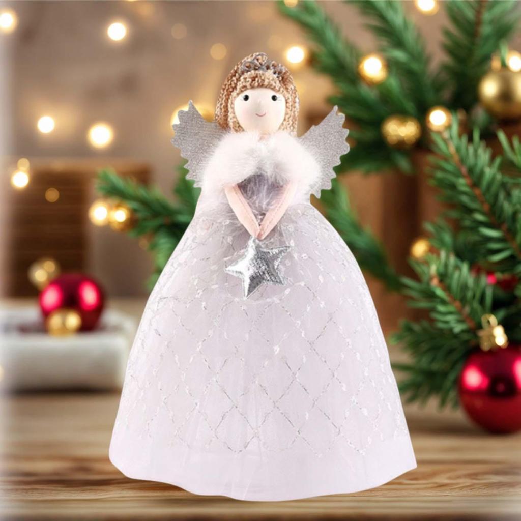 Christmas Angels Tree Topper Star Christmas Decorations Cute Angel Little Girl Doll Ornament For Bedroom Living Room Home Decor