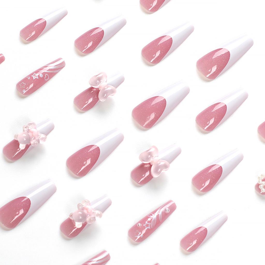 24 Pieces Butterfly Manicure Wearing Nail Piece Medium and Long Ballet Fake Nail Nail Sticker Nail Piece Nail Piece Wearing Nail Piece
