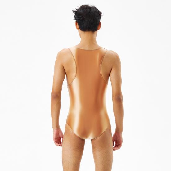 Herren Overall Sexy Skinny Ärmellos Seidig Hohe Elastizität Nachtwäsche Einfarbige Herren Bodysuit Glatte Unterwäsche Tägliche Kleidung