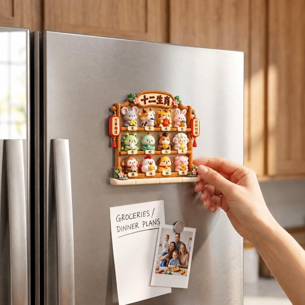 Chinese Traditional Culture Refrigerator Decorations Wooden Chinese Refrigerator Stickers Souvenir