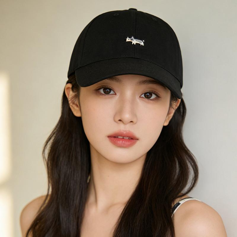 Classic Dog Embroidered Baseball Cap With Wide Brim For Sun Protection And Casual Wear