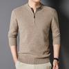 Yiliteng Men's Stand Collar Wool Cashmere Blend Pullover Sweater