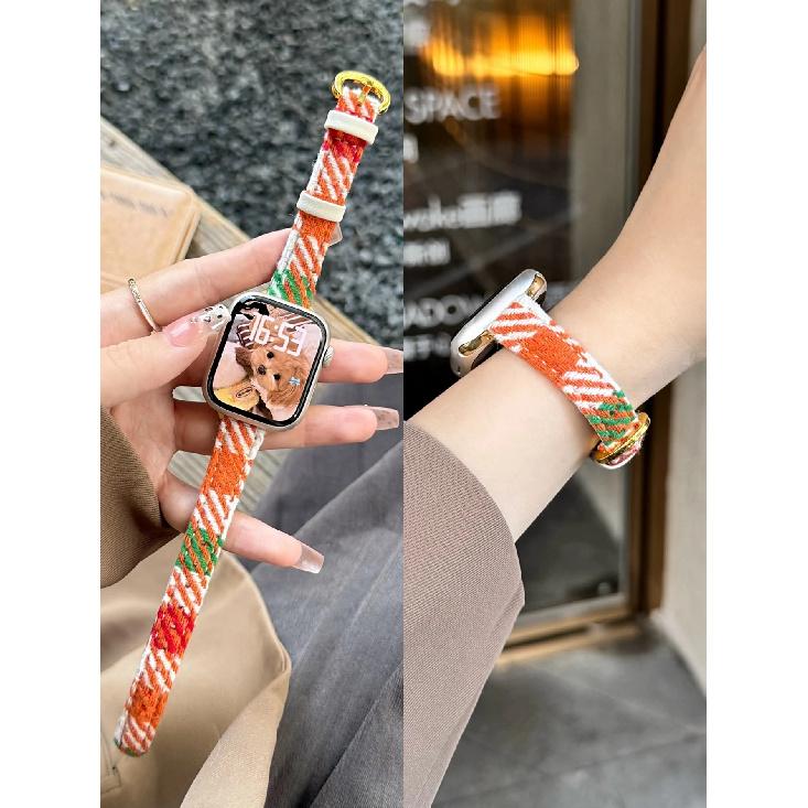 

Colorful Leather loop Cloth For Apple Watch band women Series Ultra 11/10/9/8/7 40mm 41mm 42mm 44mm 45mm 46mm Strap 38mm40mm41mm разноцветный