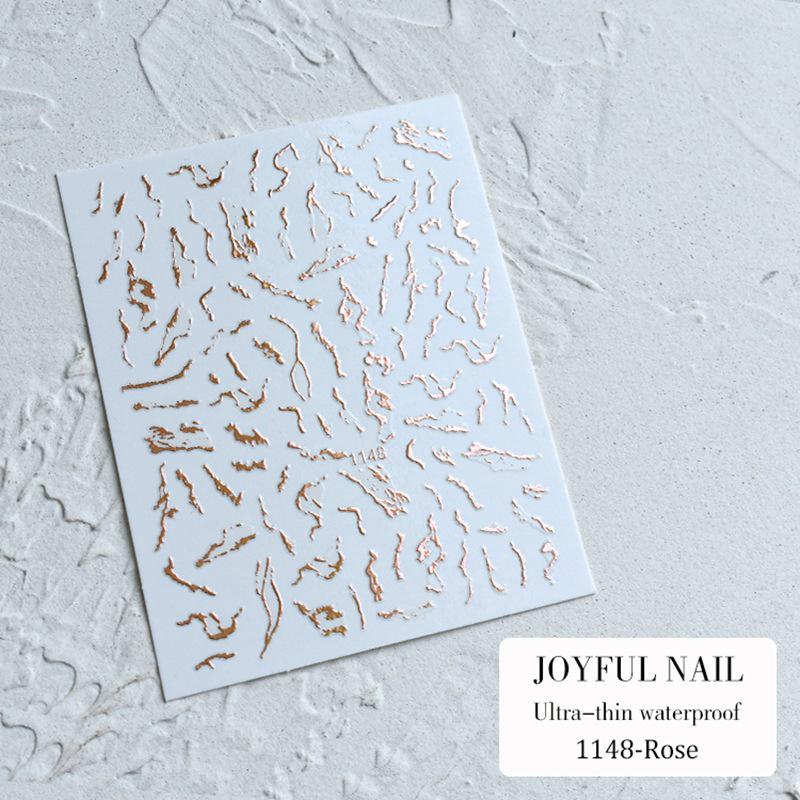 2023 Rose Gold 3D Nail Art Stickers - Self-Adhesive Throwing Ball Pattern Decals