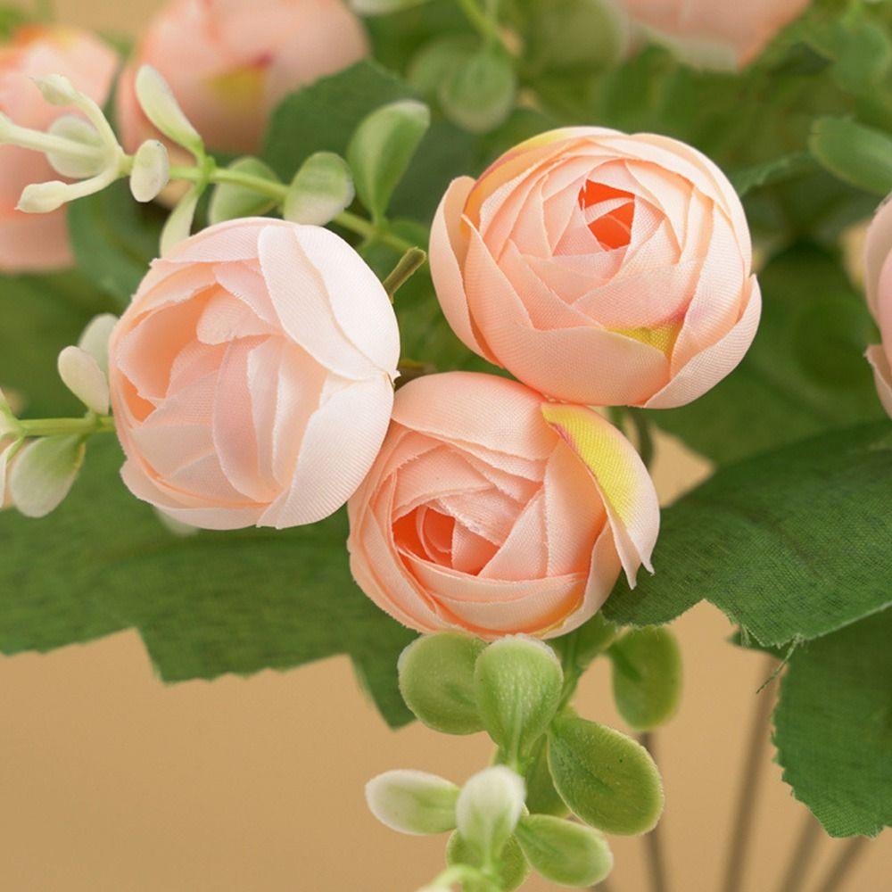 Multicolor Tea Rose Artificial Flower 15 Heads Faux Flower Simulation Rose Flower Table Decor