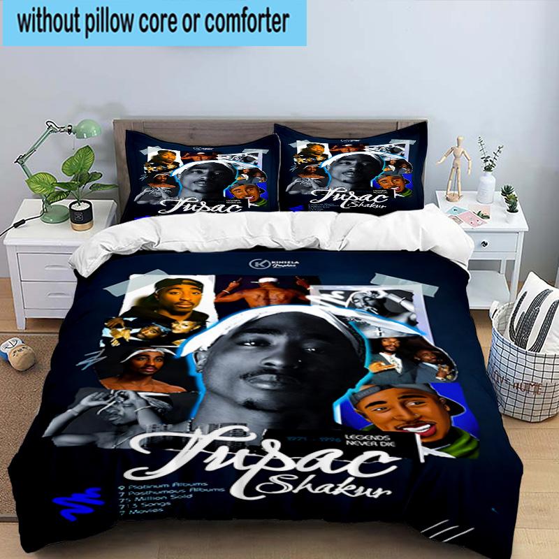 3PCS Rap Legend In Blue 3pcs Bedding,Including 3PCS Duvet Cover And 2pcs Pillowcases Perfect for Christmas,Ideal for Bedroom, Dormitory