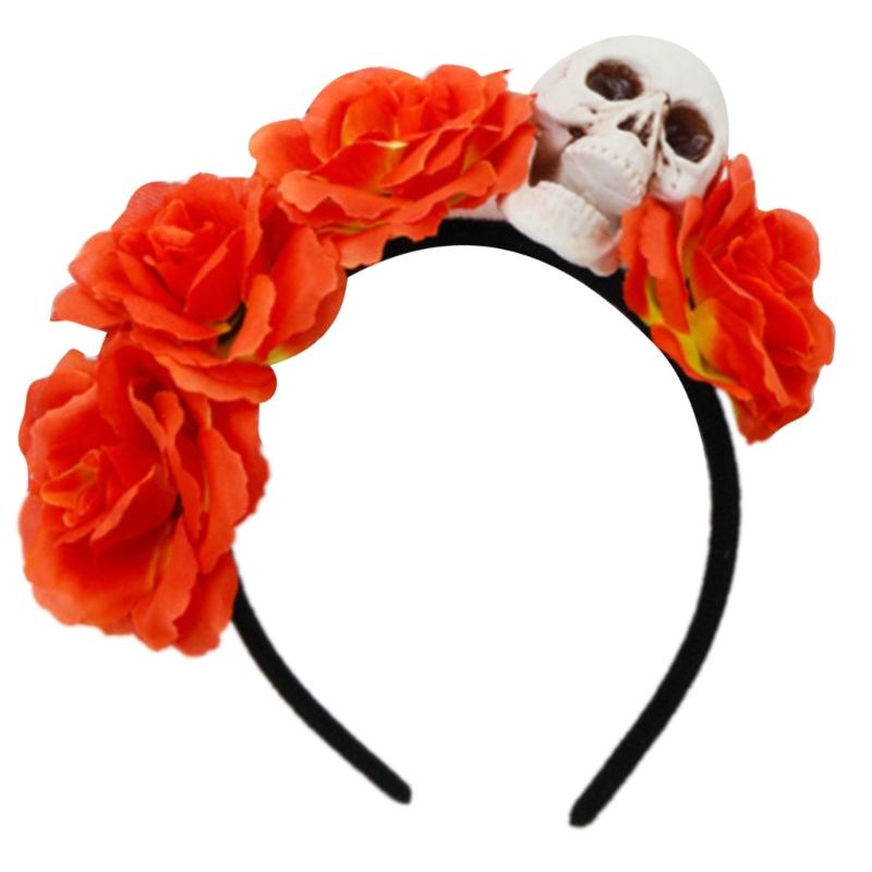 Halloween Totenkopf Blumige Stirnbänder Mit Plastik Kostüm Haaraccessoires Für Kostümpartys Und Gruselige Veranstaltungen