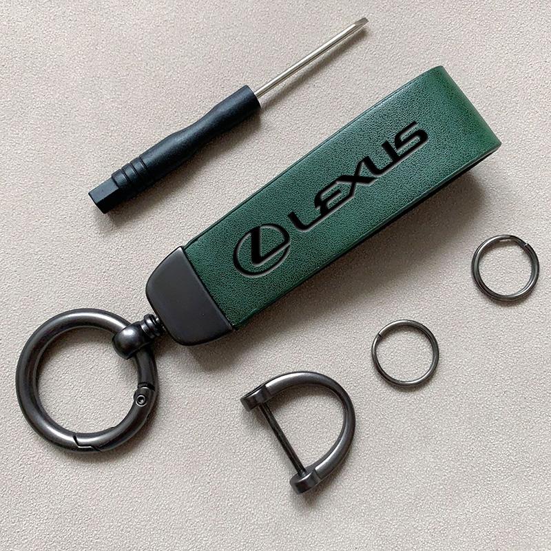 csgpkv1 Car Keychain Cowhide Leather Key Rings Waist Buckle Carabiner For Lexus F-SPORT ES RX NX LS UX LM LX GX LC RZ IS CT GS RC HS SC