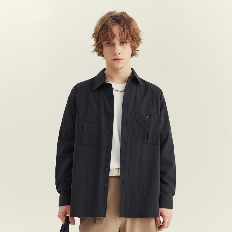 Spring and Autumn New Men's Solid Color Business Commuter Simple Long Sleeve Shirt