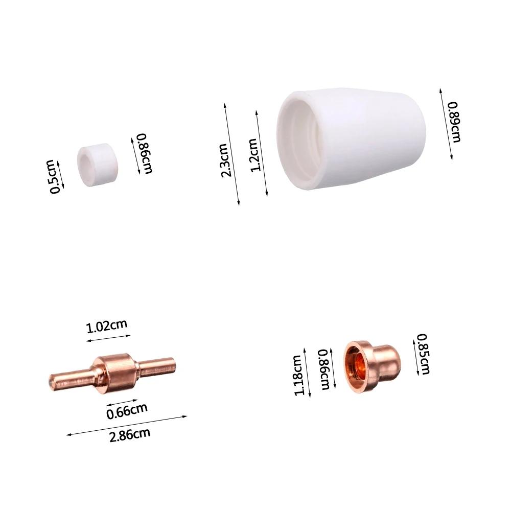100pcs Plasma Cutter Electrode Tips Cup Extended Consumables Kit  Fit For PT31 PT-31 LG40 Cutting Torch CUT40 CUT50
