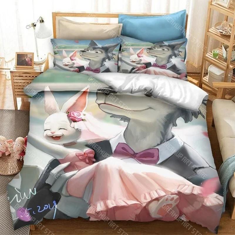 Anime BEASTARS 3D-Druck Bettwäscheset Bettbezüge Kissenbezüge Bettdecke Bettwäsche-Sets Bettwäsche Heimtextilien