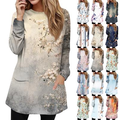 Women's Sweatshirt Pullover Active Sportswear Pocket  Print Casual Round Neck Long Sleeve Top