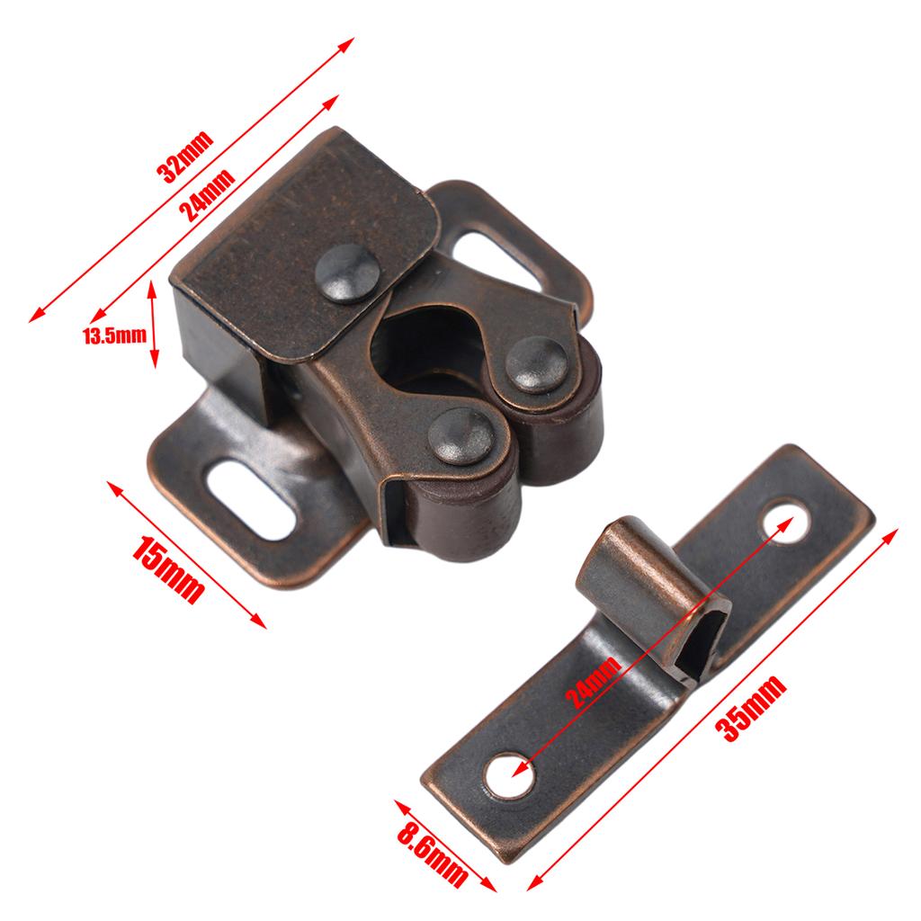 2Pcs Double Roller Catches Cupboard Cabinet Door Latch Antique Furniture Door Catch Latch Hardware Home Wardrobe Cabinet Catches