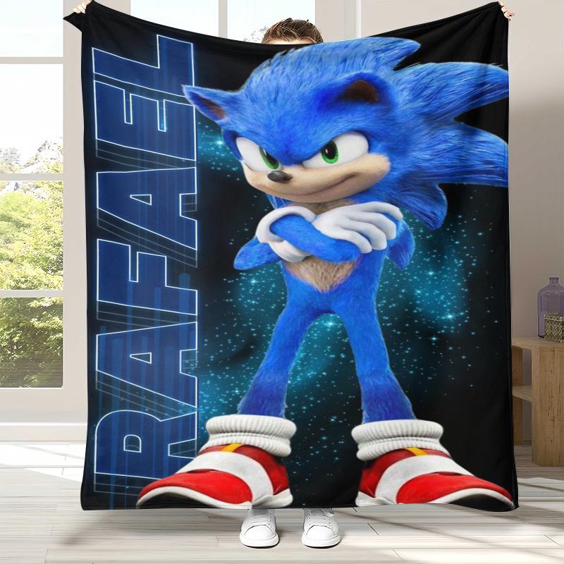 Retro S-Sonic Cartoon Game Flannel Blanket,Ultra Soft Warm Plush Throw for Home Bedroom Bed Sofa Cover Camping Picnic gift