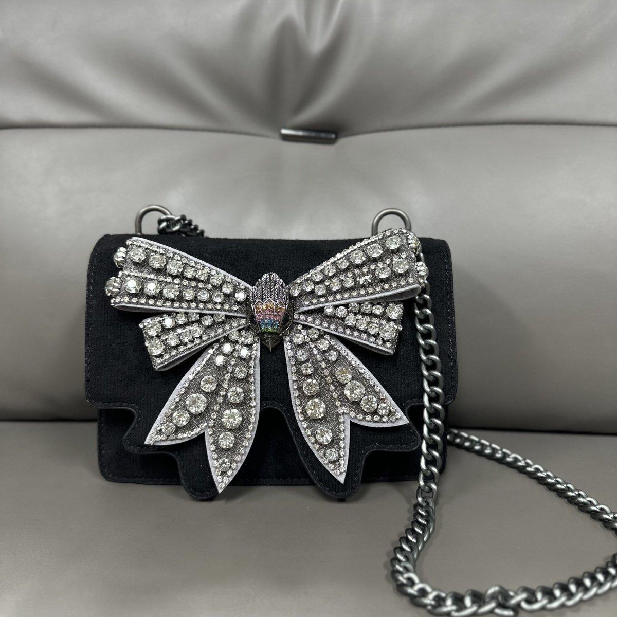 

London Diamond Studded Bow Bag Модные роскошные женские сумки на цепочке через плечо Сумка-бабочка для девочек Подарки на вечеринку