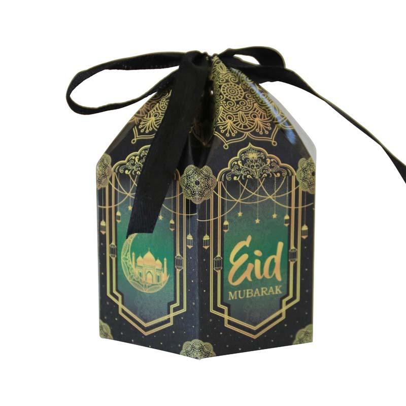 10Pcs Eid Mubarak Candy Box Cookie Snack  Gift Packaging Boxes Bag 2024 Ramadan Kareem Muslim Festival Party Decoration Supplies