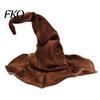 Halloween Witch Hat Wizard Hat, Adult Kids Cosplay Cone with Spider Leather Web Star Decor, Gothic Party Costume Prop, Trick or Treat Accessory