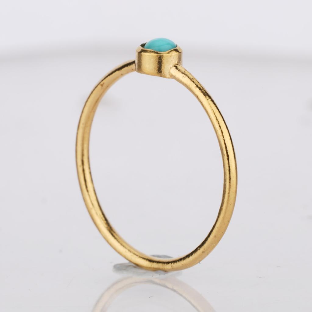 Turquoise Cabochon Ring 925 Sterling Silver Minimalist Stackable Ring