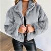 Women's Autumn Winter Faux Fur Short Coats Zipper Cardigan Plush Warm Coat Female Oversized Outerwear Overcoat Thick Jacket