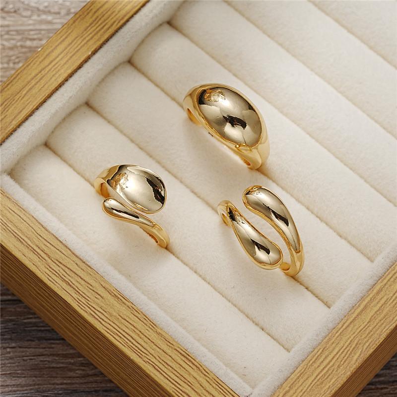 Punk Irregular Open Rings for Men and Women, Gold Color, Liquid Metal Finger Ring, Trendy Jewelry Party Gifts, Hip Hop, 3Pcs/Set