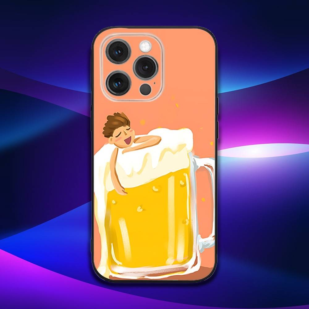 Beer Print Phone Case For iPhone 17,16,15,14,13,12,11,Pro,Max,Plus,X,XS,SE4,E,Mini,Soft Black Case