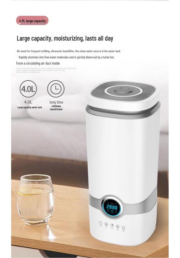4L Silent Desktop Humidifier & Aroma Diffuser for Bedroom and Office