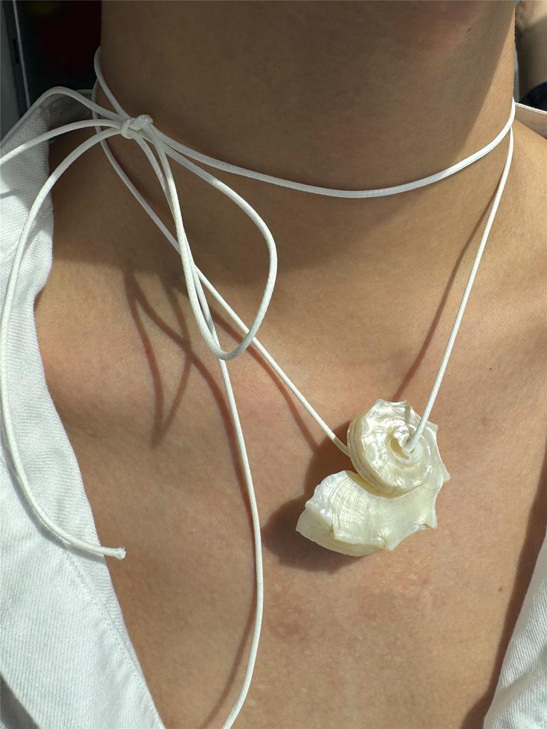 Overdreven Natuurlijke Schelp Sleutelbeen Ketting Bedel Ketting Touw Ketting Y2K Zomer Strand Vakantie Bedels Sieraden Voor Vrouwen