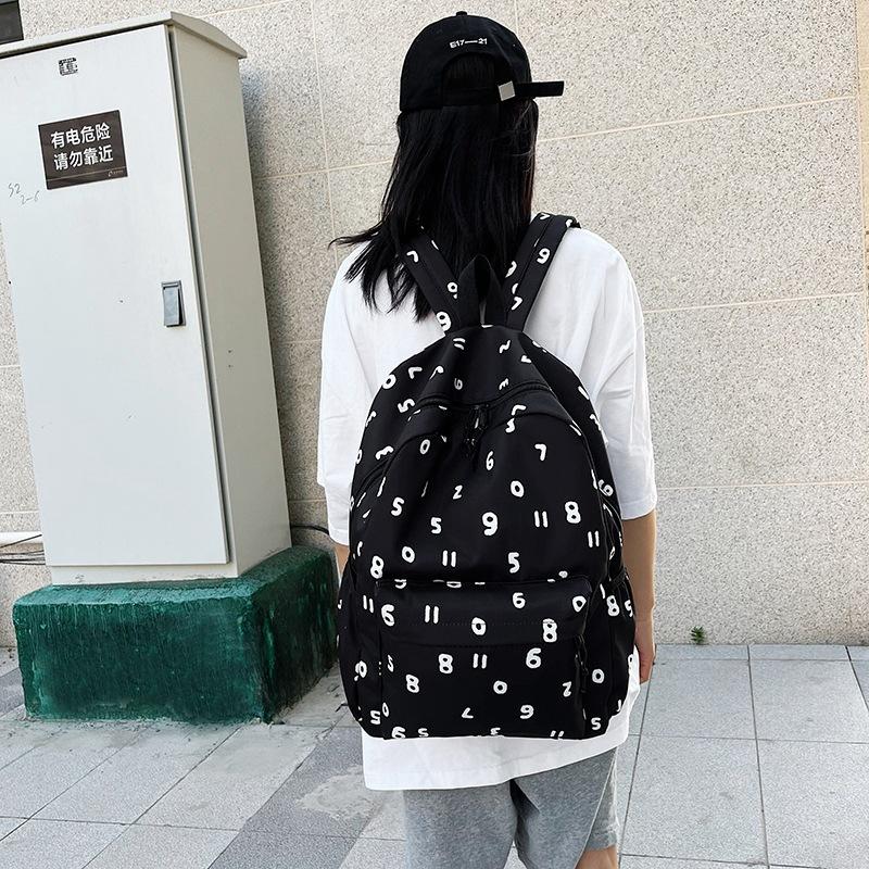 Schoolbag1011 New Fashion Letter Printed Backpack Female High School Junior High School Student Large Capacity Schoolbag Premium Textured Backpack