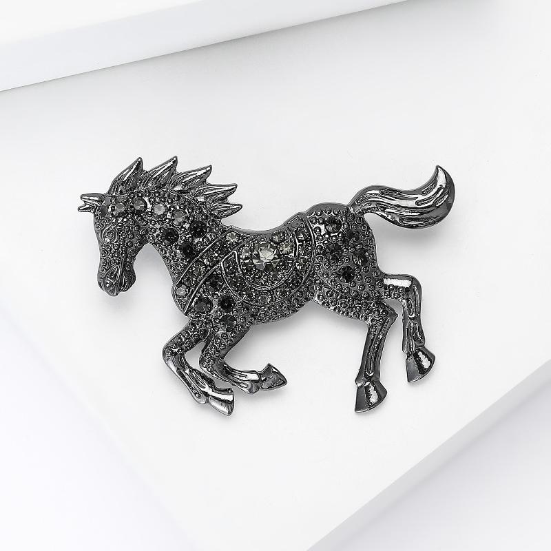 Unisex 4-color Elegant Enamel Animal Year Of The Horse Brooch Pins Luxury Strong Horse Brooches For Women Gifts